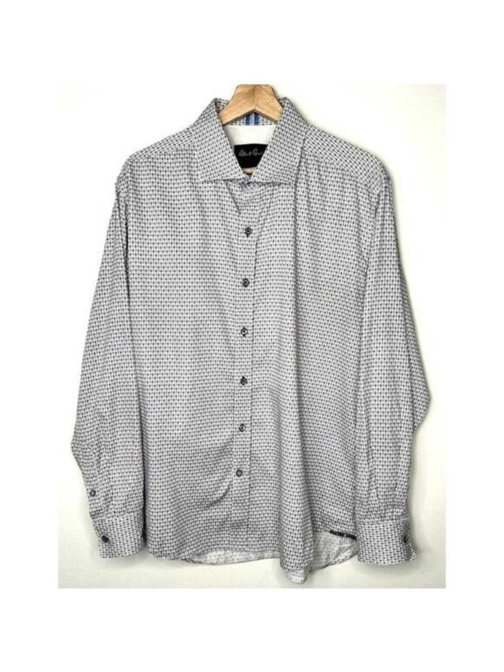 Robert Graham Button Up Shirt Mens XL Blue Geometric Flip Cuff Stretch Luxury